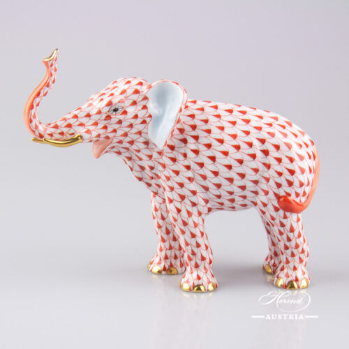 Elephant 15920-0-00 VHR Red Fishnet design. Elephant Lucky. Herend porcelain