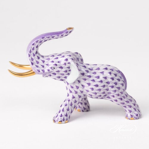 Attacking Elephant Lilac of Herend 5266-0-00 VHL Herend collectible