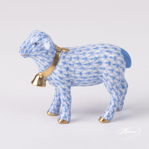 Herend Lamb with Bell Blue Fish Scale 16277 VHB
