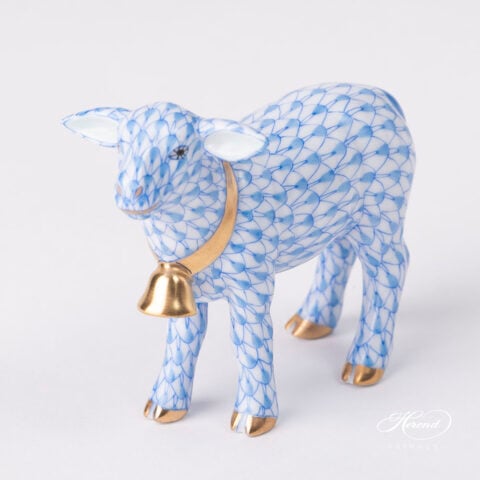 Herend Lamb with Bell Blue Fish Scale 16277 VHB