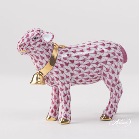 Herend Lamb with Bell Pink Fish Scale 16277 VHP