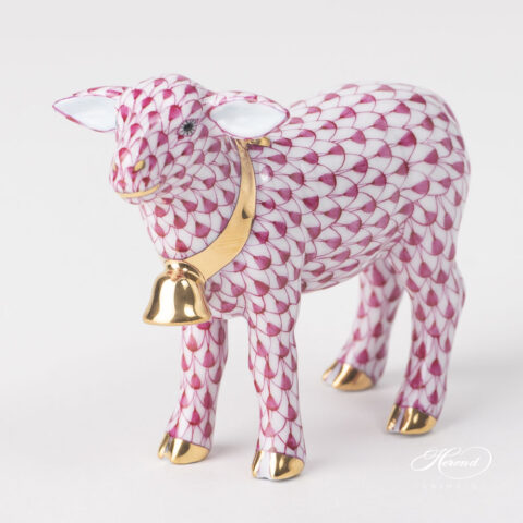 Herend Lamb with Bell Pink Fish Scale 16277 VHP