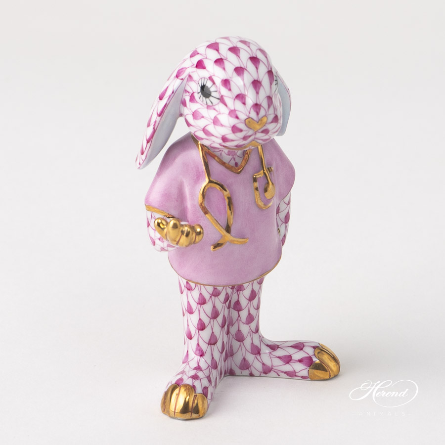 Doctor Bunny - Pink - Herend Animal Figurine