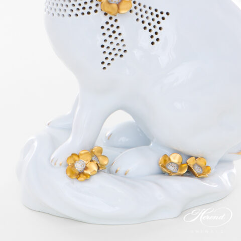 Herend Pierced Bunny with Golden Flowers 5334-0-91 A-OR
