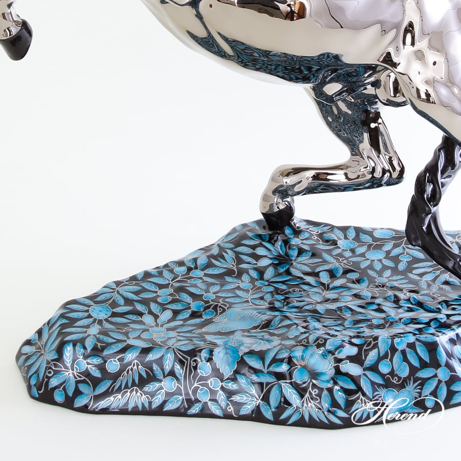 Prancing Horse - Platinum with Black - Herend Animal Figurine