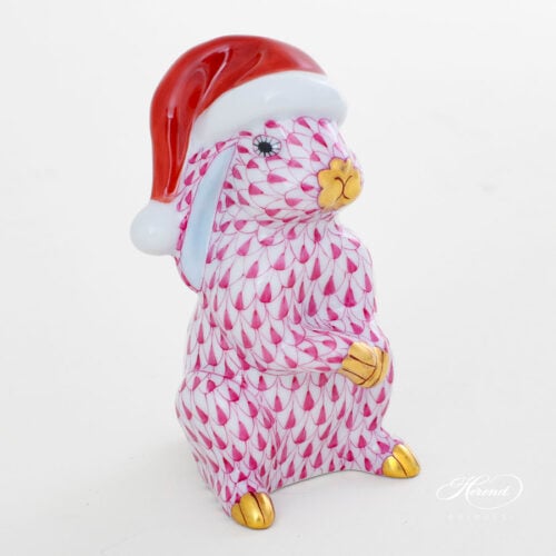 Santa Hat Rabbit with Pink fish-scale 5702 VHP Herend collectible