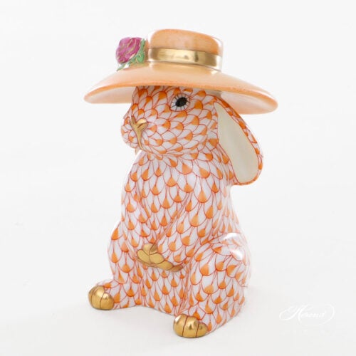 Summer Hat Rabbit light red fish-scale 16268 VH3 Herend collectible
