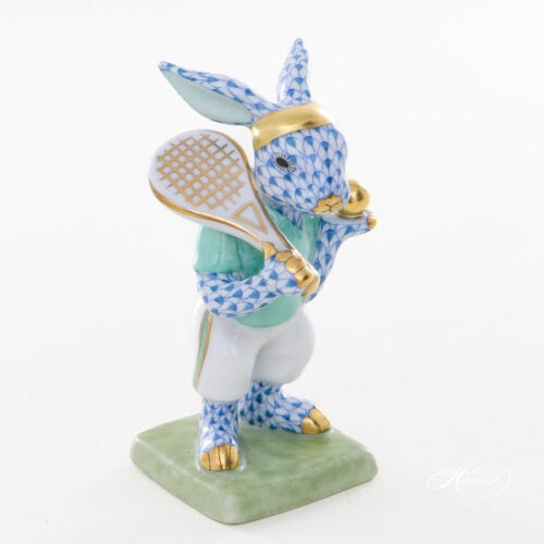 Tennis Bunny blue fishnet 5711 VHB Herend collectible