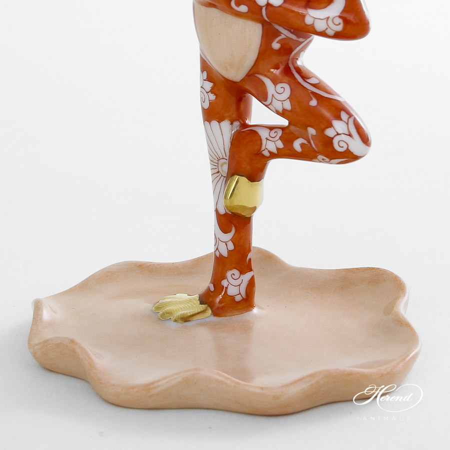 Yoga Frog, Tree Pose - Chinese Zodiac Red - Herend Animal Figurine